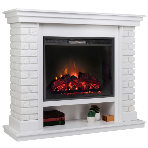 Каминокомплект BRIXTON/ЭЛЬБРУС Белый с очагом Электроочаг SPARTA 25.5 фото 2