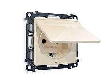 Комплект механизма электрической розетки AMBRELLA VOLT ALFA Бежевый глянец с/з с шторками и крышкой IP44 QUANT (AP3080, VM141) MA308010