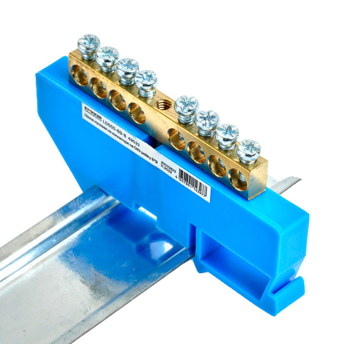 Шина"N" на изоляторе STEKKER 6*9 на DIN-рейку 8 выводов, синий, LD555-69-8 фото 4