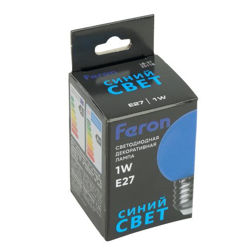 Лампа светодиодная Feron LB-37 Шарик матовый E27 1W 230V Синий фото 5