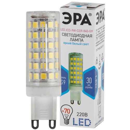 Лампа светодиодная ЭРА G9 9W 4000K прозрачная LED JCD-9W-CER-840-G9 Б0033186 фото 2