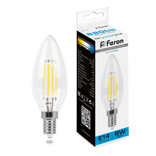 Лампа светодиодная Feron LB-73 Свеча E14 9W 230V 6400K Лампа светодиодная Feron LB-73 Свеча E14 9W 230V 6400K