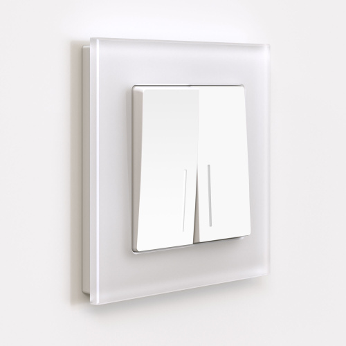 Выключатель двухклавишный с подсветкой (белый матовый) W1120161 фото 2 Выключатель двухклавишный с подсветкой (белый матовый) W1120161 фото 2