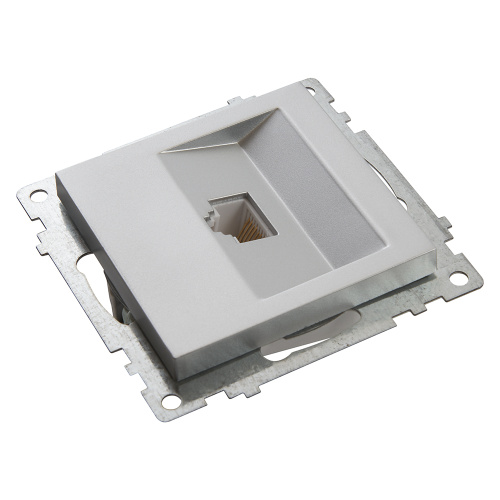 Розетка компьютерная 1-местная RJ-45 (механизм), STEKKER GLS00-7107-03, серия Катрин, серебро фото 4