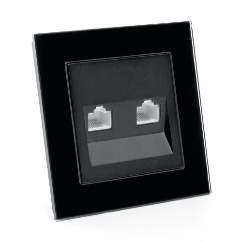 Розетка компьютерная 2-местная RJ-45 ,STEKKER ,GLS00-7006-05, серия Катрин, черный фото 3 Розетка компьютерная 2-местная RJ-45 ,STEKKER ,GLS00-7006-05, серия Катрин, черный фото 3