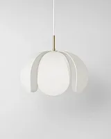 Золотой подвесной светильник "Флэк" с белым абажуром