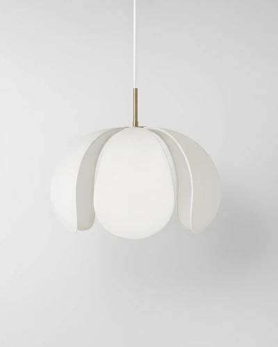 Золотой подвесной светильник "Флэк" с белым абажуром