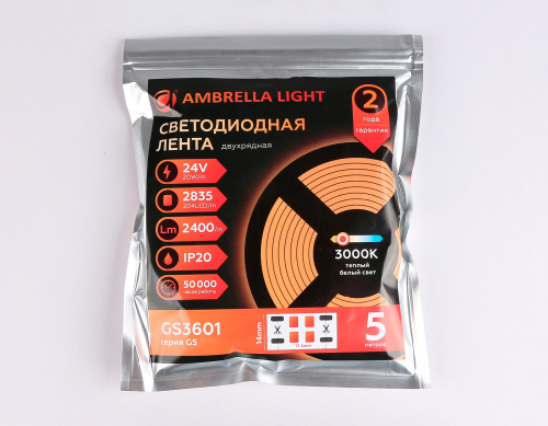 Светодиодная лента двухрядная 24В 2835 204Led 20Вт/м 3000K IP20 5м фото 5 Светодиодная лента двухрядная 24В 2835 204Led 20Вт/м 3000K IP20 5м фото 5