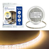 Светодиодная LED лента Feron LS613, 120SMD(2835)/m 9.6W/m 12V 5m 3000К