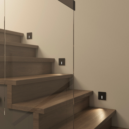 DK1030-BK Светильник встраиваемый в стену, IP 20, LED 3000K, 3 Вт, черный, алюминий фото 2