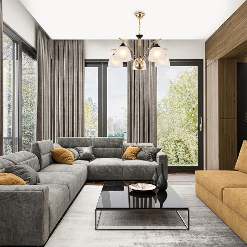 Подвесной светильник Escada 2123/5P E27*40W Gold/Black фото 2