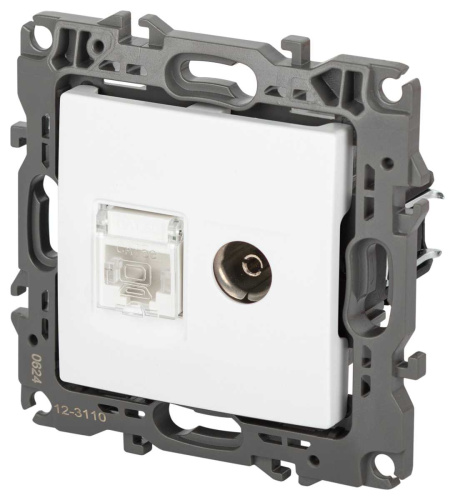 Розетка ЭРА Серия 12 12-3110-01М комбинированная RJ45+TV, белый матовый Б0065691 фото 4