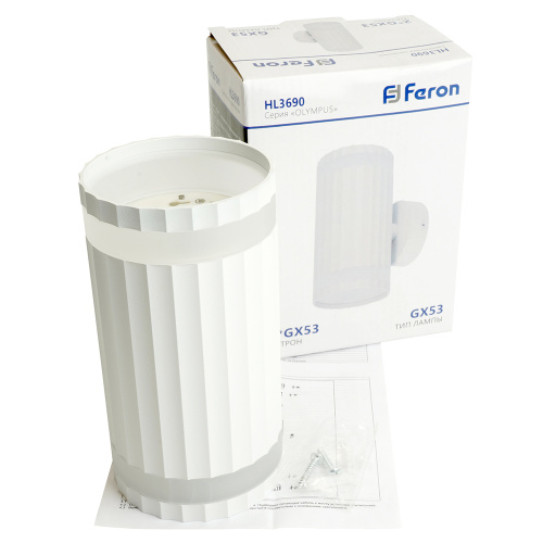 Светильник  настенный Feron HL3690 OLYMPUS 12W, 230V, 2*GX53,  белый IP20 фото 5
