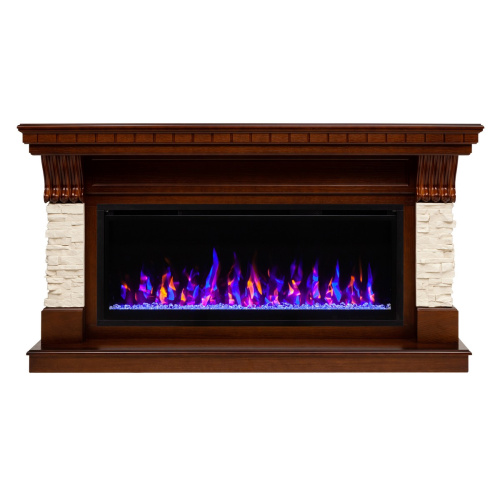 Электрокамин RealFlame Michigan 42/BV NT орех с очагом Saphir 42 фото 2