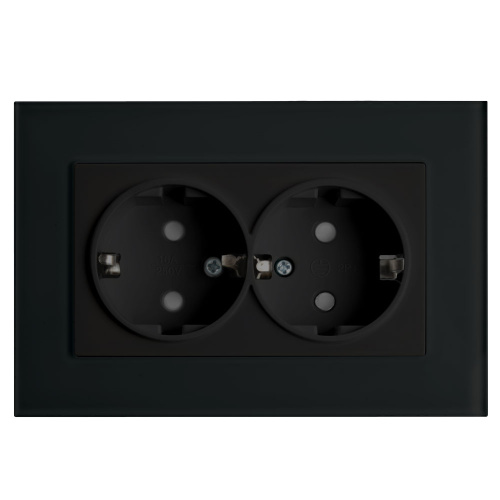 Розетка 2-местная c/з STEKKER, PST16-9014-03, с защитной шторкой, 250В, 16А, серия Эрна, черный Розетка 2-местная c/з STEKKER, PST16-9014-03, с защитной шторкой, 250В, 16А, серия Эрна, черный
