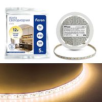Светодиодная LED лента Feron LS612, 120SMD(2835)/m 9.6W/m 12V 5m 3000К