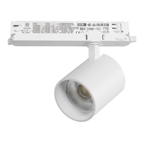 A5436DALI Светильник ALTA BASE для трековой системы Quattro с управлением DALI LED 35W 3176LM 24G БЕЛЫЙ 3000K с адаптером (215436 + 594066)
