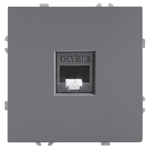 Розетка компьютерная 1-местная RJ-45 (механизм), STEKKER, серия Эмили, RST00-5117-10, платиново-серый, soft touch