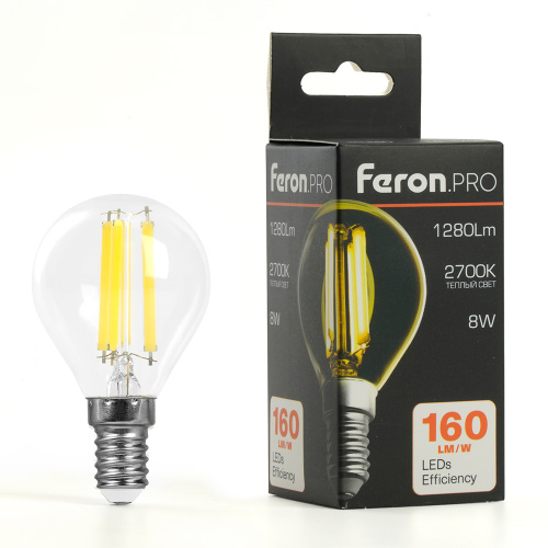 Лампа светодиодная Feron.PRO LB-1708 Шарик E14 1280LM 8W 175-265V 2700K фото 3
