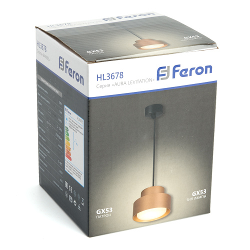 Светильник потолочный Feron HL3678 Barrel AURA levitation 12W, 230V, GX53, золото, на подвесе 1,7 м фото 2