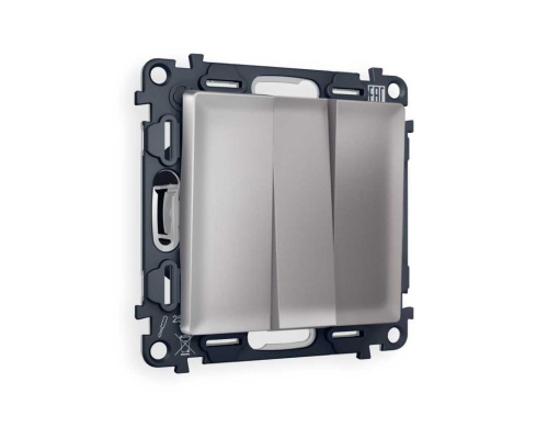 Комплект механизма 3-кл выключателя AMBRELLA VOLT ALFA Сталь матовый QUANT (AP5050, VM133) MA505010