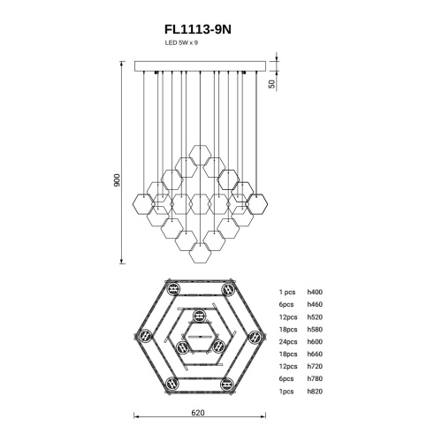 Подвесная люстра Etereo FL1113-9N фото 2