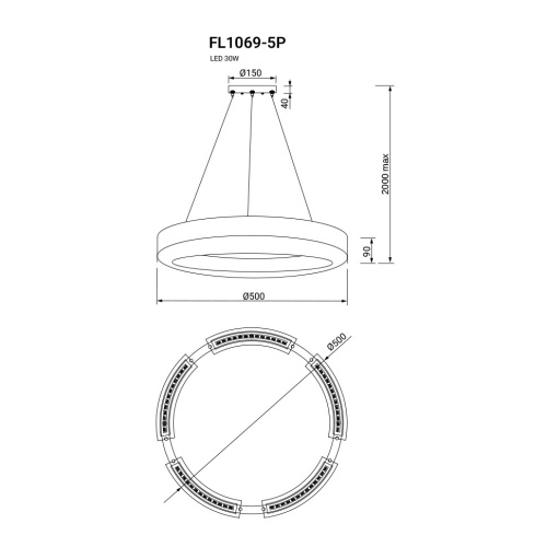Люстра подвесная Bonum Lux FL1069-5P фото 2 Люстра подвесная Bonum Lux FL1069-5P фото 2