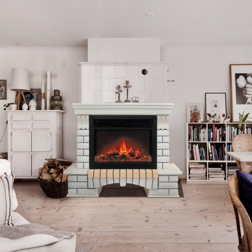 Каминокомплект COUNTRY/БРУКЛИН Бежевый дуб с очагом Электроочаг MOONBLAZE LUX/МУНБЛЕЙЗ фото 3