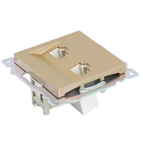 Розетка компьютерная 2-местная RJ-45 (механизм) STEKKER GLS00-7109-08, серия Катрин, золото фото 5