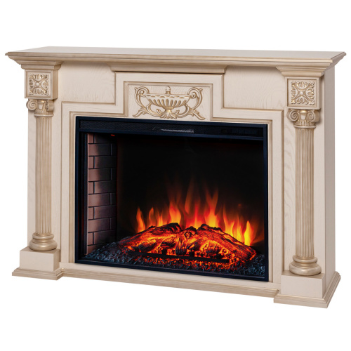 Каминокомплект LONDON/ЛОНДОН Бежевый дуб с золотой патиной с очагом Электроочаг EPSILON/ЭПСИЛОН 33 фото 2