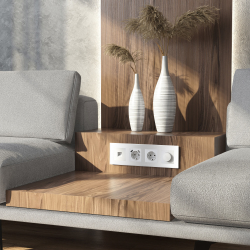 Рамка из стекла на 4 поста Senso белый soft-touch W0043101 фото 2