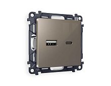 Комплект механизма розетки AMBRELLA VOLT ALFA Темная бронза матовый 2USB A+C 20W (быстрая зарядка) QUANT (AP6410, VM177) MA641010