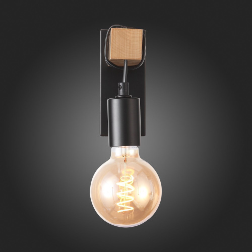 SL1142.401.01 Светильник настенный Черный, Светлое дерево E27 1*60W BAGETTI фото 13