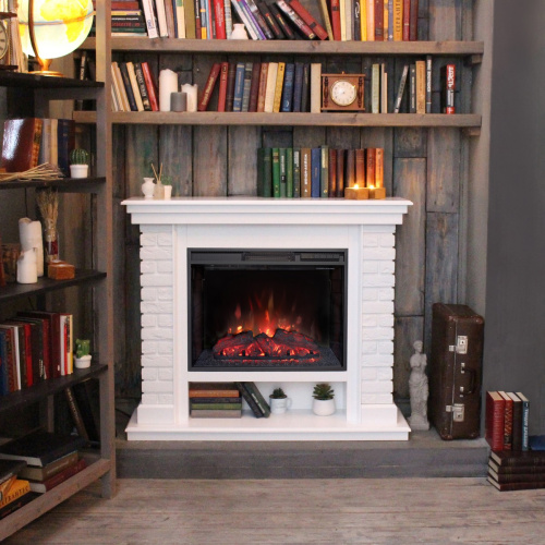 Каминокомплект BRIXTON/ЭЛЬБРУС Белый с очагом Электроочаг SPARTA 25.5 фото 4