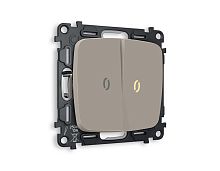 Комплект механизма 2-кл проходного выключателя AMBRELLA VOLT с подсветкой 3200K OMEGA Серо-бежевый матовый QUANT (OP3640, VM120, G22Y) MO364030