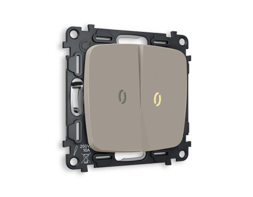 Комплект механизма 2-кл выключателя AMBRELLA VOLT с подсветкой 3200K OMEGA Серо-бежевый матовый QUANT (OP3640, VM115, G11Y) MO364010 Комплект механизма 2-кл выключателя AMBRELLA VOLT с подсветкой 3200K OMEGA Серо-бежевый матовый QUANT (OP3640, VM115, G11Y) MO364010