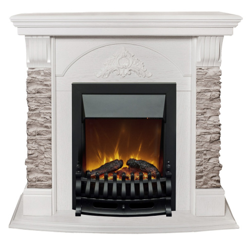 Каминокомплект ATHENA/АТЛАНТА GR Белый дуб с очагом Электроочаг FOBOS ЛАЙТ/ФОБОС ЛАЙТ