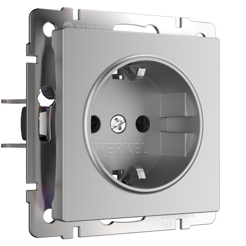 Розетка с заземлением (серебряный) W1171006 Розетка с заземлением (серебряный) W1171006