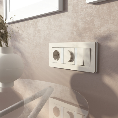 Рамка из поликарбоната на 3 поста Split айвори/белый, soft-touch W0033066 фото 2 Рамка из поликарбоната на 3 поста Split айвори/белый, soft-touch W0033066 фото 2