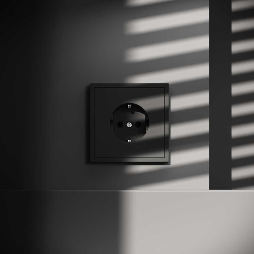 Розетка встраиваемая Voltum S70 с заземлением 16А, (черный матовый) VLS040108 фото 4