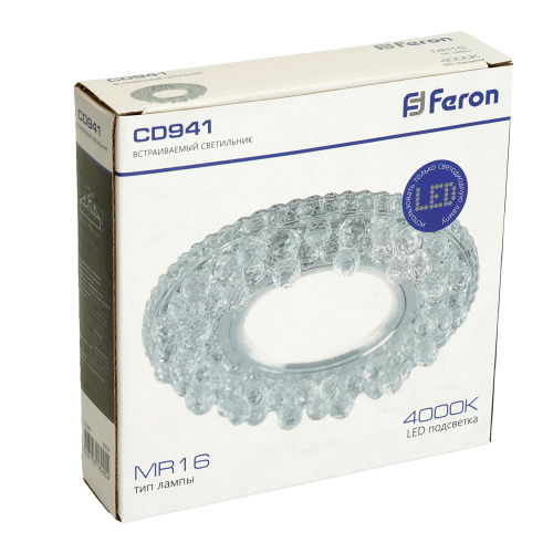 Светильник встраиваемый с LED подсветкой Feron CD941 потолочный MR16 G5.3 прозрачный фото 2