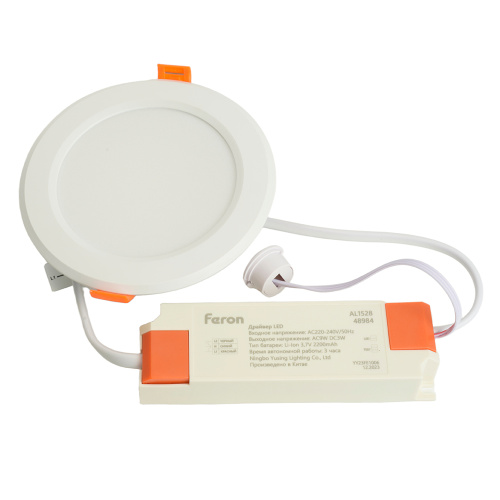Светильник светодиодный Feron AL1528 с БАП в пластиковом корпусе 9W 6500K белый фото 2