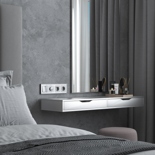 Рамка из металла на 4 поста Baguette белый/серебро W0042850 фото 3