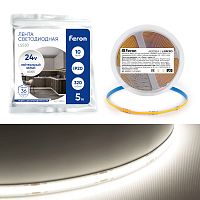 Светодиодная COB лента Feron LS530, 320SMD(2110) 10Вт/м 24V 5000*8*1.8мм 4000К IP20