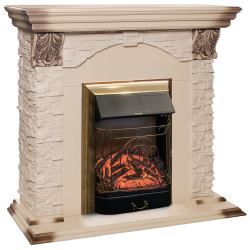 Электрокамин RealFlame Dublin Lux WT с очагом Majestic Lux Brass фото 2