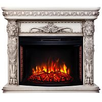 Каминокомплект ROMANO/ЛИОН Бежевый дуб с серой патиной с очагом Электроочаг FIRESPACE/ФАЕРСПЕЙС 33