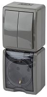Блок розетка-выключатель двухклавишный ЭРА Эксперт IP54 16A 250V 11-7408-03 Б0036007