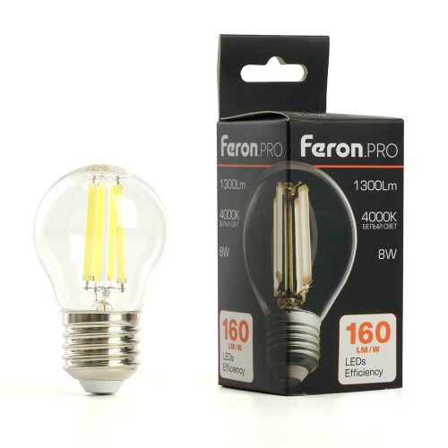 Лампа светодиодная Feron.PRO LB-1708 Шарик E27 1300LM 8W 175-265V 4000K фото 2