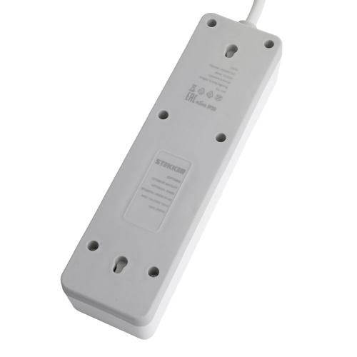 Сетевой фильтр 3-местный с/з STEKKER HM20-31-02 3x1мм2, 1,8 м, серия Optima, белый фото 2