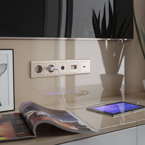 W1196010/ Накладка для розетки HDMI (шампань рифленый) W1196010 фото 3